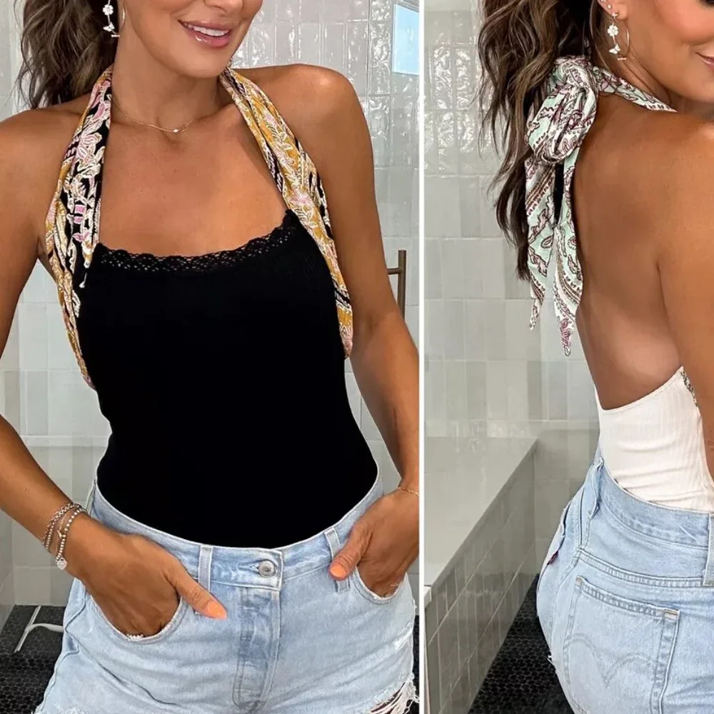 new FREE PEOPLE Eyes For U Halter Bodysuit  2T1 267